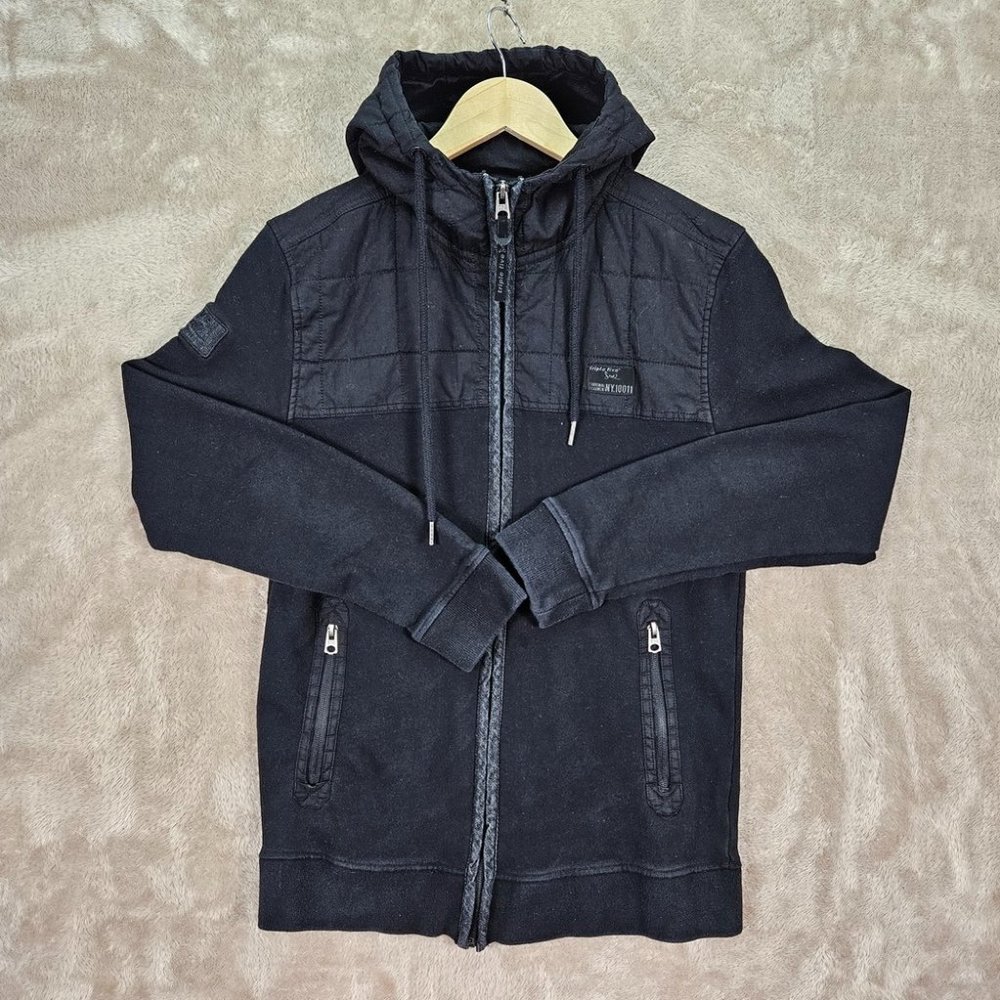 Triple Five Soul NYC 555 Full Zip Hoodie Pockets Men's Size S Long Sleeve Black